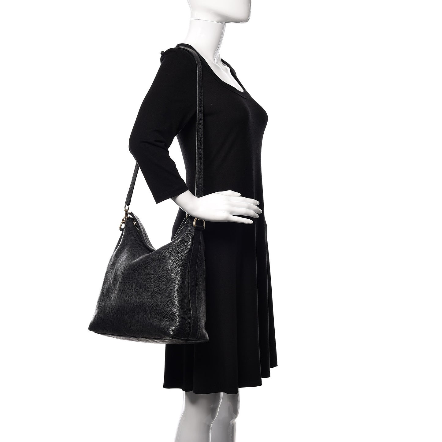 Pebbled Calfskin Small Miss GG Hobo Black