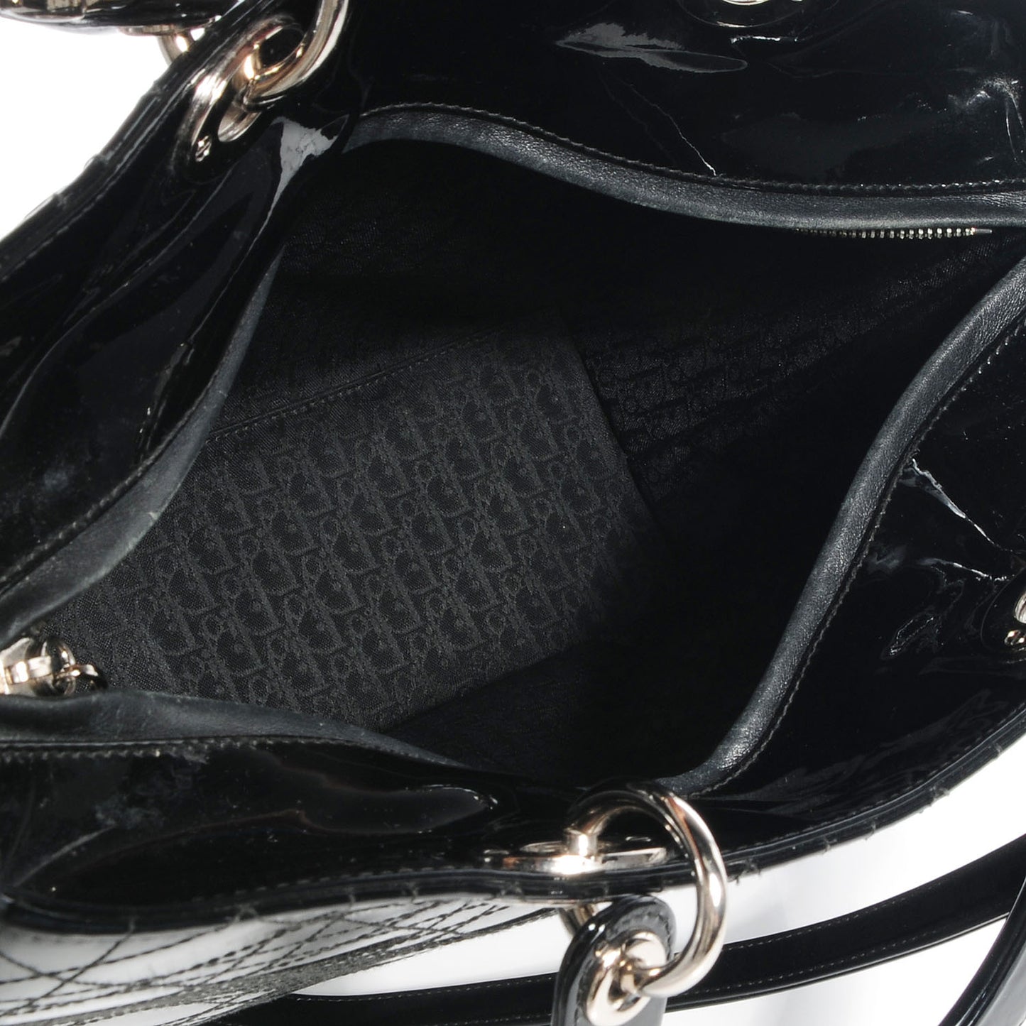 Patent Cannage Large Lady Dior Black