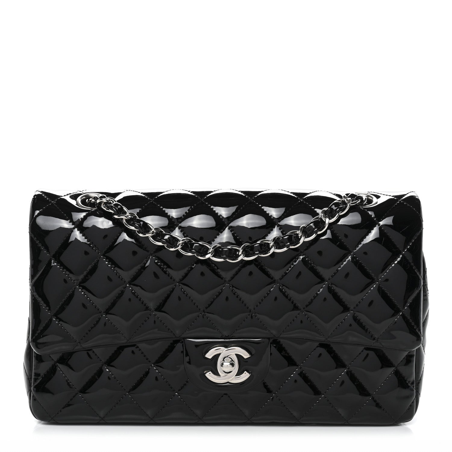 Chanel Patent Quilted Medium Double Flap Black 1 of 12
