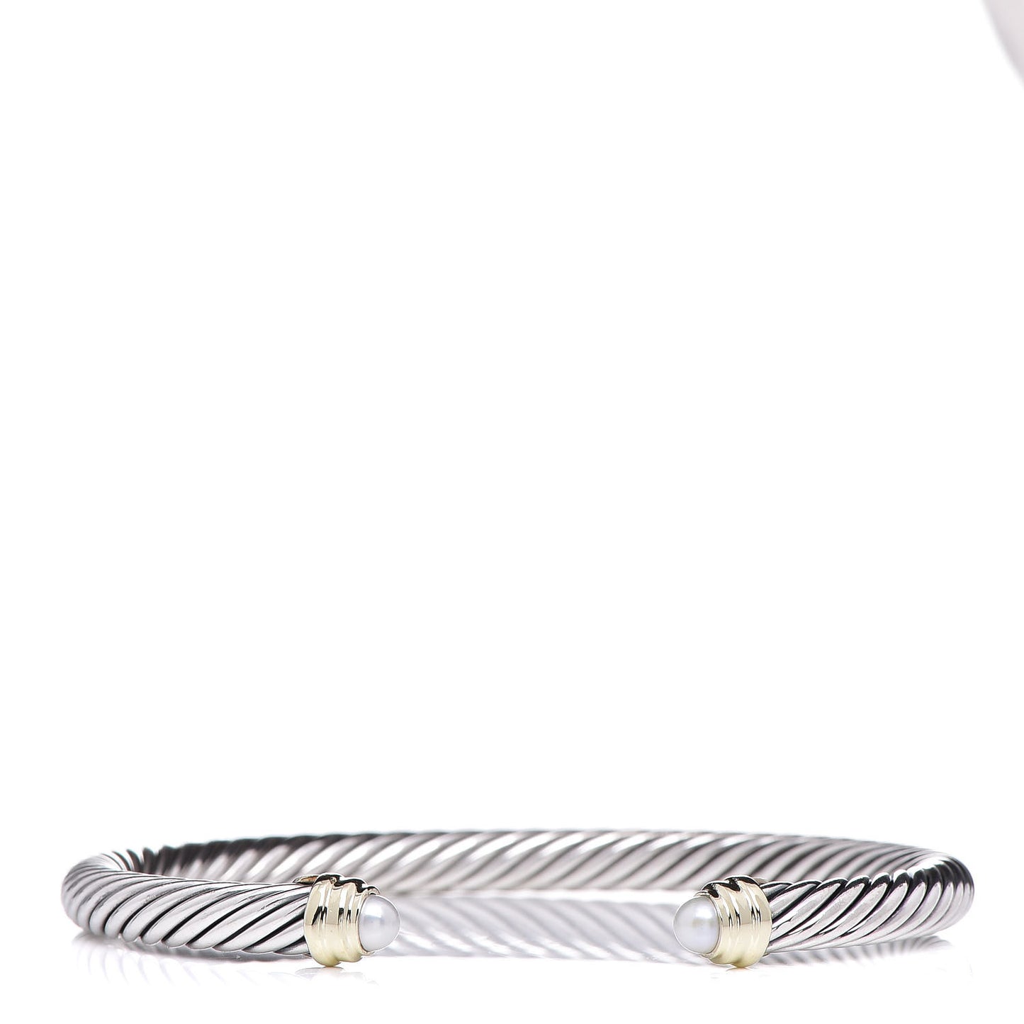 Sterling Silver 14K Yellow Gold Pearl 5mm Cable Classics Petite Color Bracelet