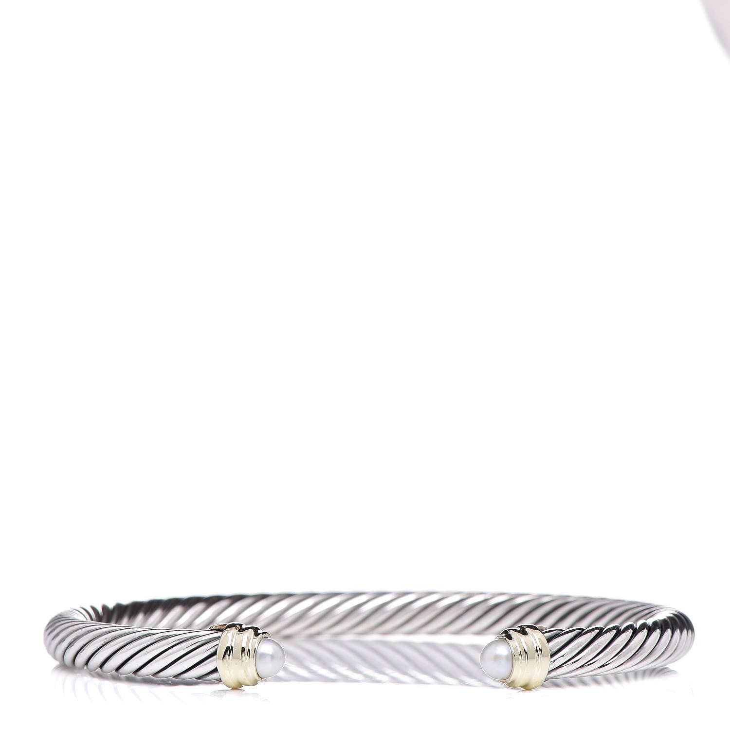 David Yurman Sterling Silver 14K Yellow Gold Pearl 5mm Cable Classics Petite Color Bracelet 1 of 5