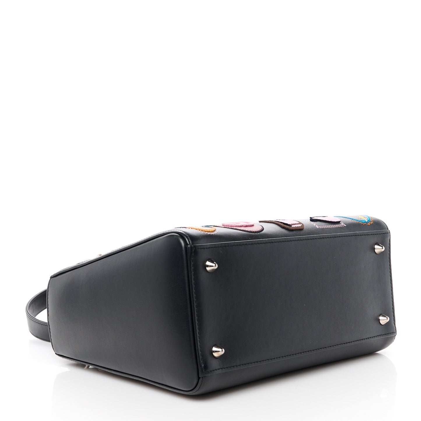 Smooth Calfskin Patch Embellished Medium Lady Dior Black