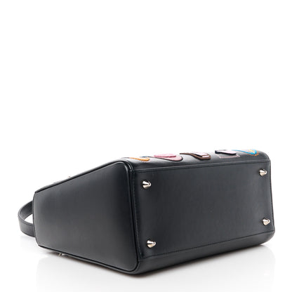 Christian Dior Smooth Calfskin Patch Embellished Medium Lady Dior Black 4 of 10