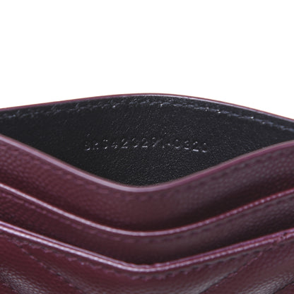 Saint Laurent Grain De Poudre Matelasse Chevron Monogram Credit Card Case Palissandre 7 of 9