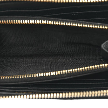Saint Laurent Grain De Poudre Matelasse Chevron Monogram Zip Around Wallet Black 6 of 14
