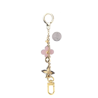 Louis Vuitton Brass Monogram Blooming Flowers Bag Charm Key Holder Rose Ballerine 2 of 4