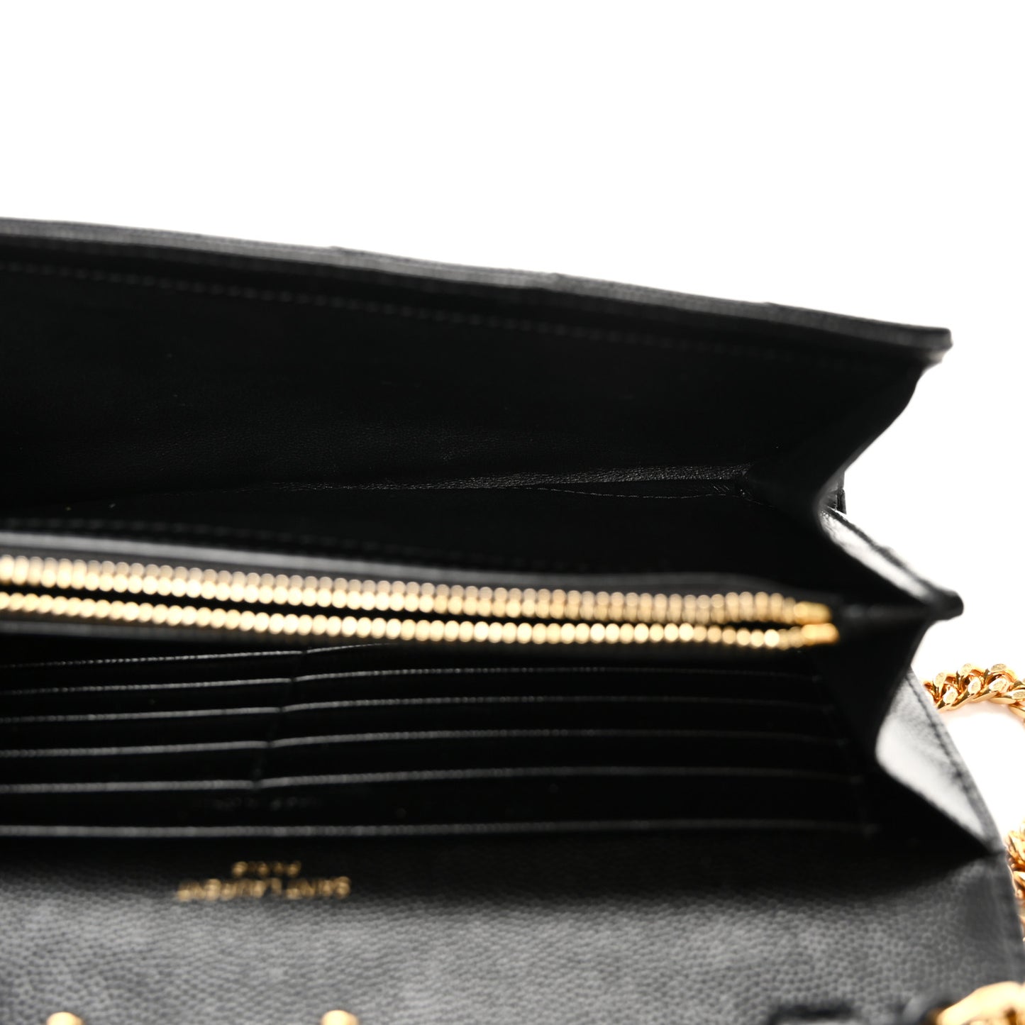 Grain De Poudre Matelasse Chevron Monogram Chain Wallet Black