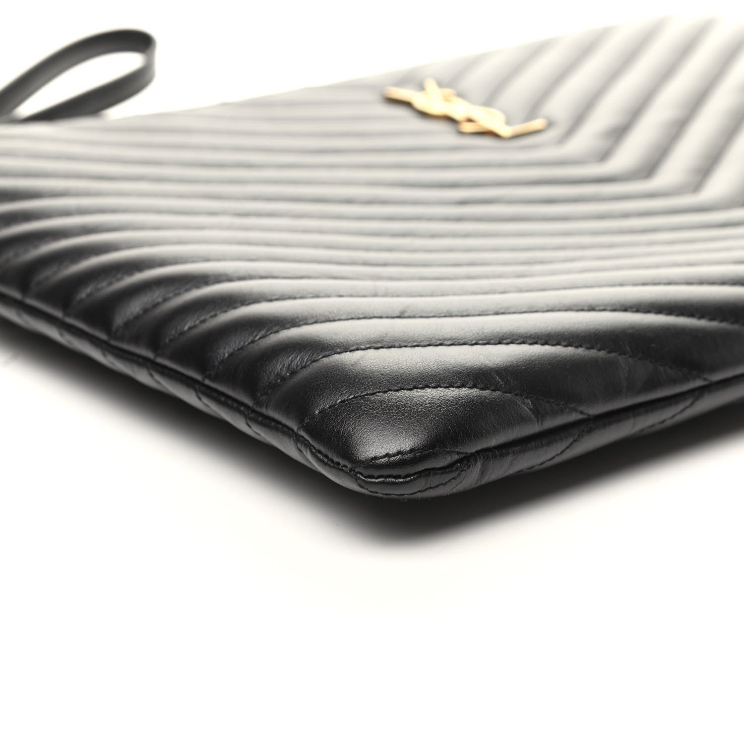 Saint Laurent Calfskin Matelasse Chevron Monogram Document Holder Black 8 of 9