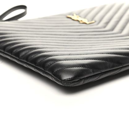 Saint Laurent Calfskin Matelasse Chevron Monogram Document Holder Black 8 of 9