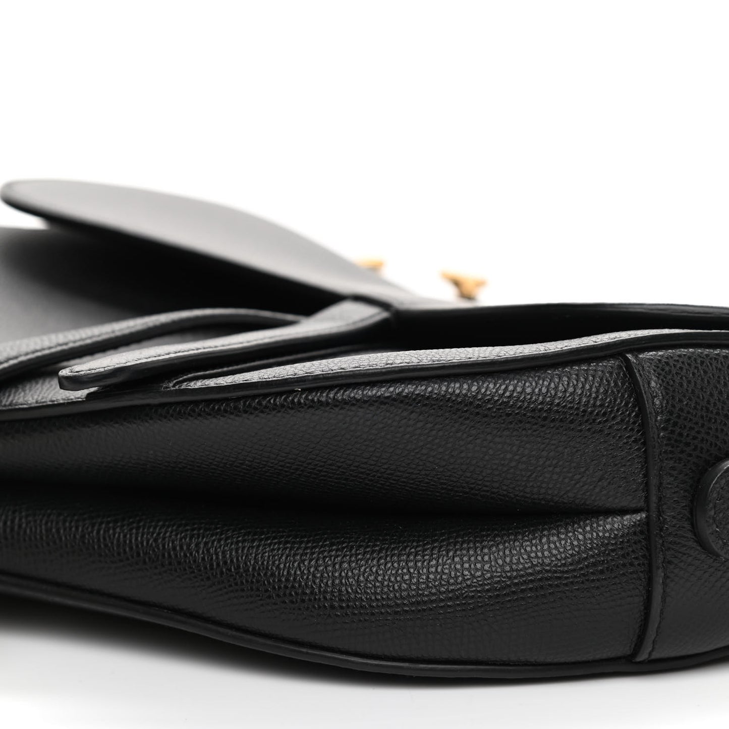Grained Calfskin Saddle Bag Black