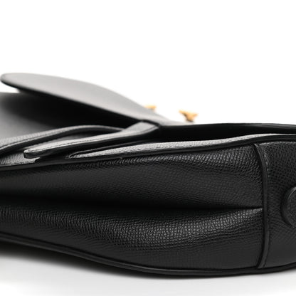 Christian Dior Grained Calfskin Saddle Bag Black 9 of 10