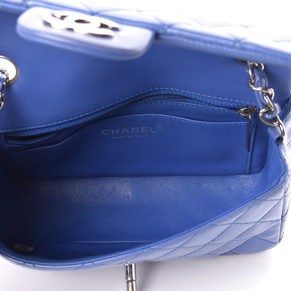Chanel Patent Calfskin Quilted Mini Rectangular Flap Blue 5 of 14