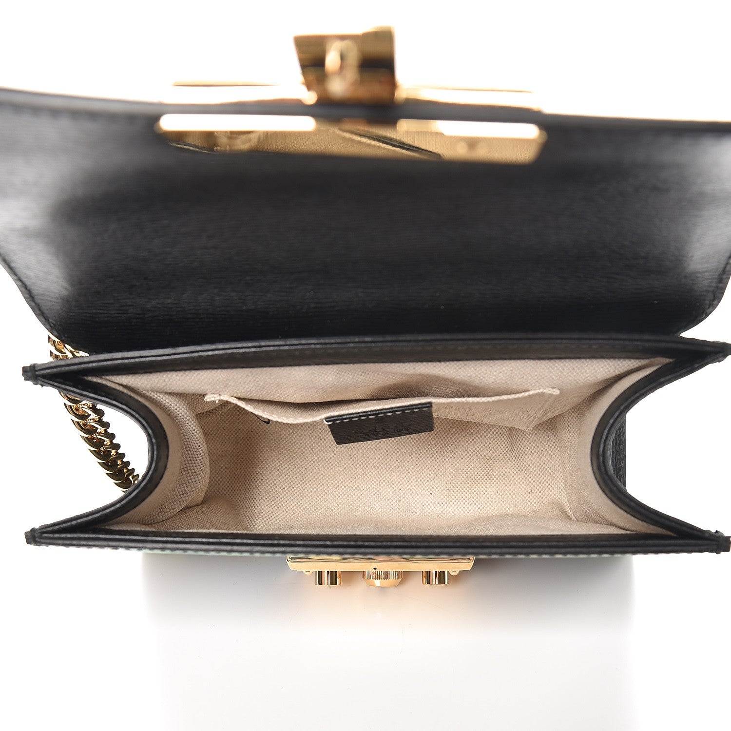 Gucci Calfskin Tropical Print Small Padlock Shoulder Bag Black Multi 5 of 8