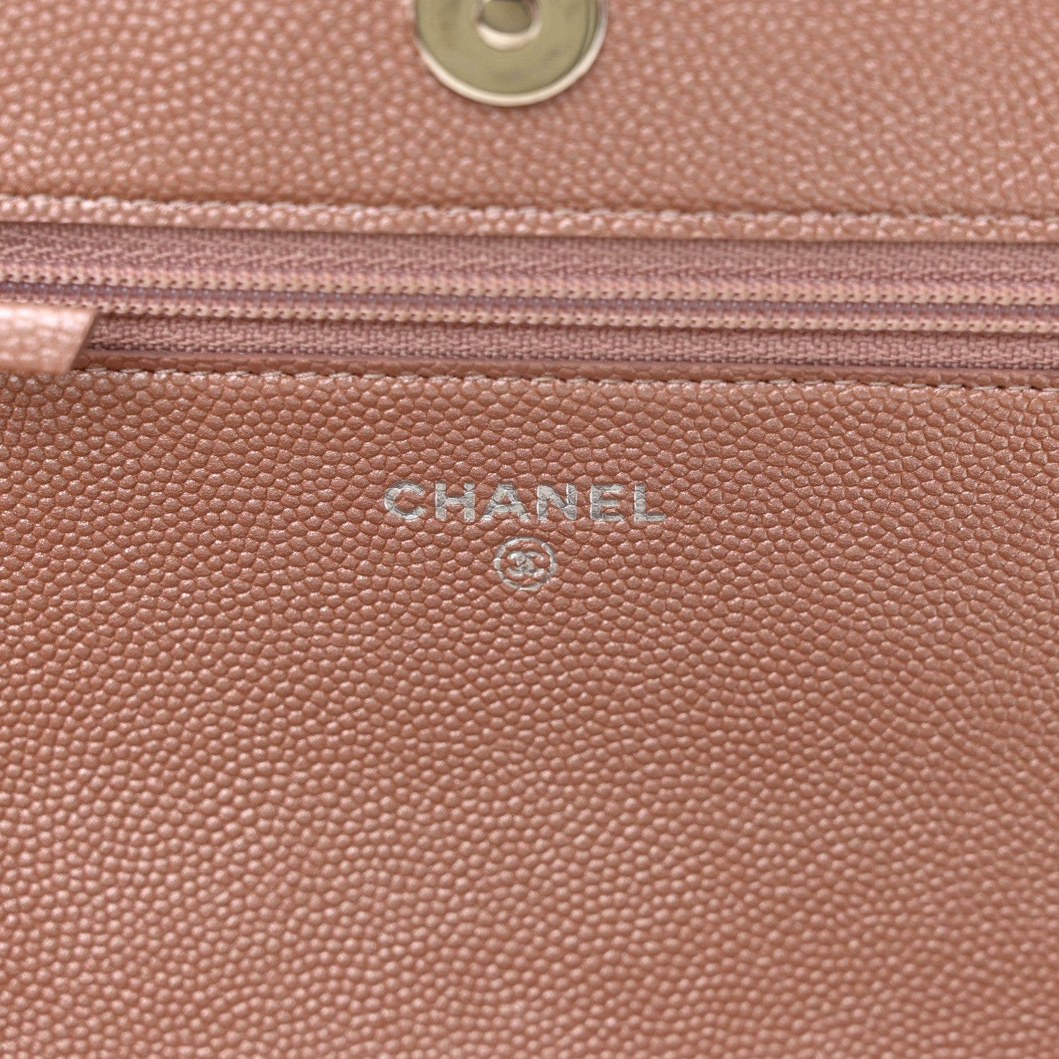 Chanel Metallic Caviar Chevron Quilted Vintage Mademoiselle Wallet On Chain WOC Pink 7 of 13