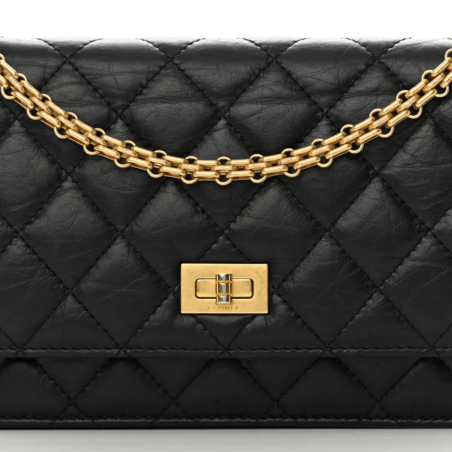 Aged Calfskin Quilted Reissue Wallet On Chain WOC Black