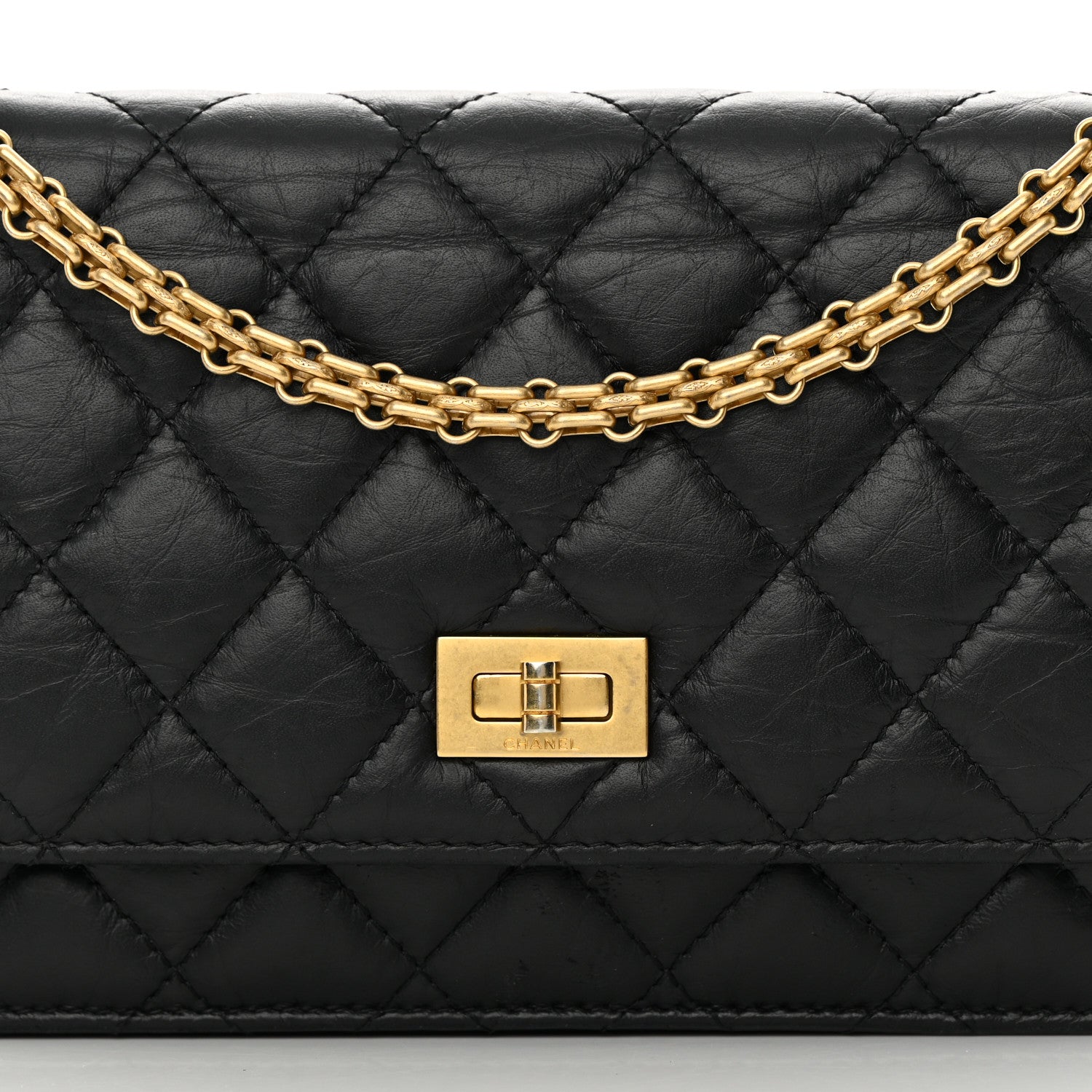 Chanel Aged Calfskin Quilted Reissue Wallet On Chain WOC Black 9 of 15