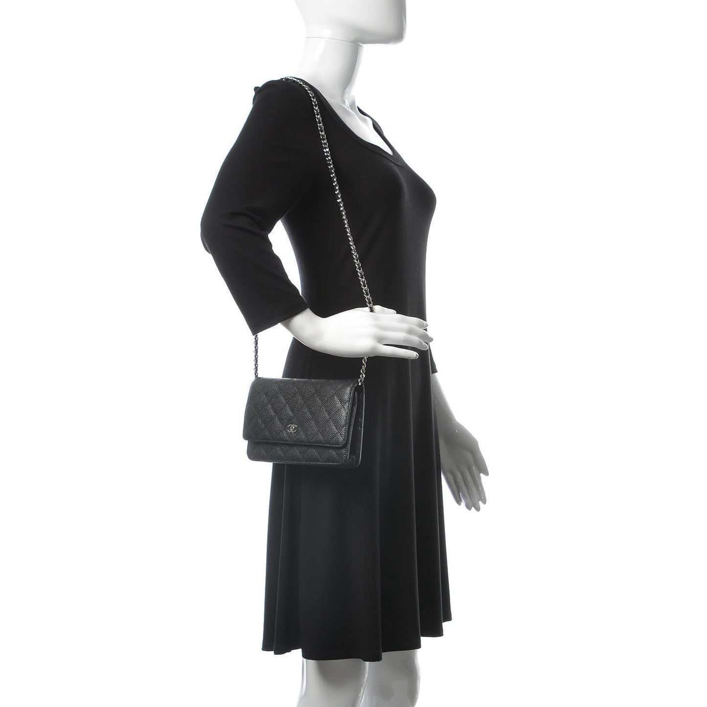 Caviar Quilted Wallet On Chain WOC Black