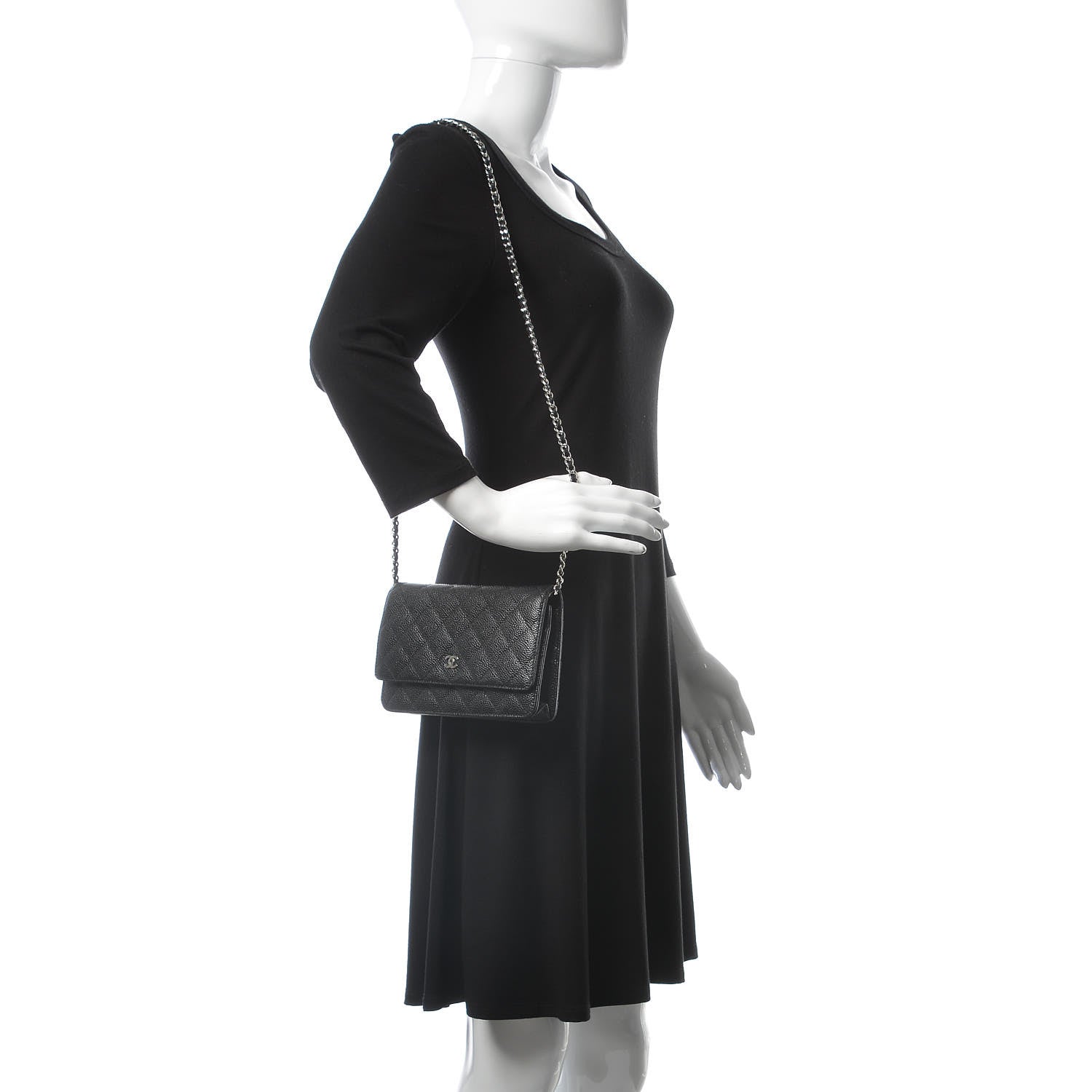 Chanel Caviar Quilted Wallet On Chain WOC Black 2 of 9