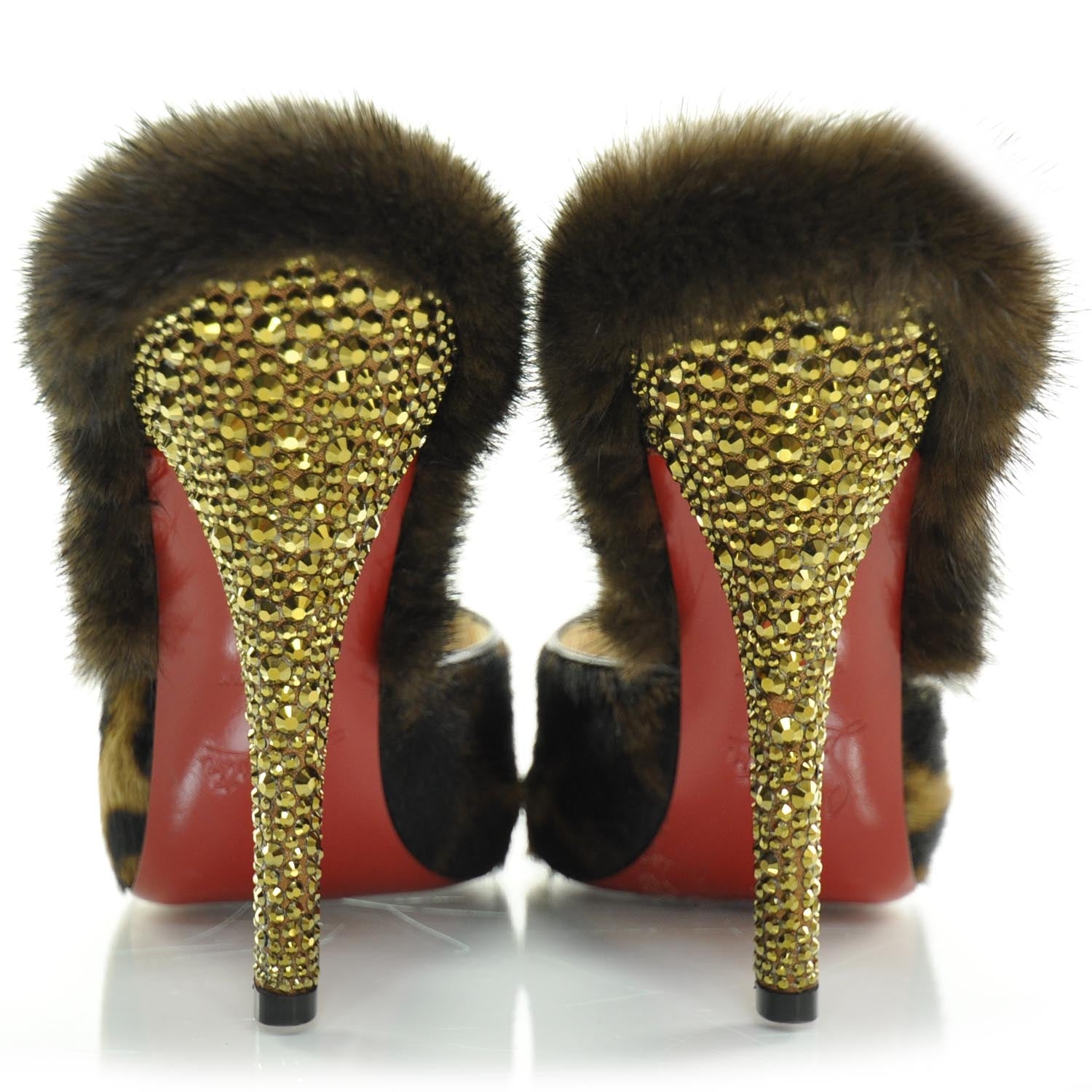Christian Louboutin Pony Hair Leopard Swarovski Crystal Nutria 120 Pumps 35.5 3 of 9