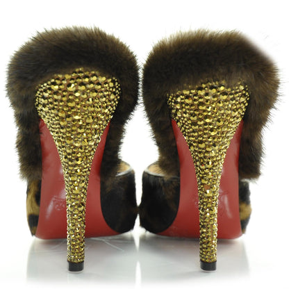 Christian Louboutin Pony Hair Leopard Swarovski Crystal Nutria 120 Pumps 35.5 3 of 9