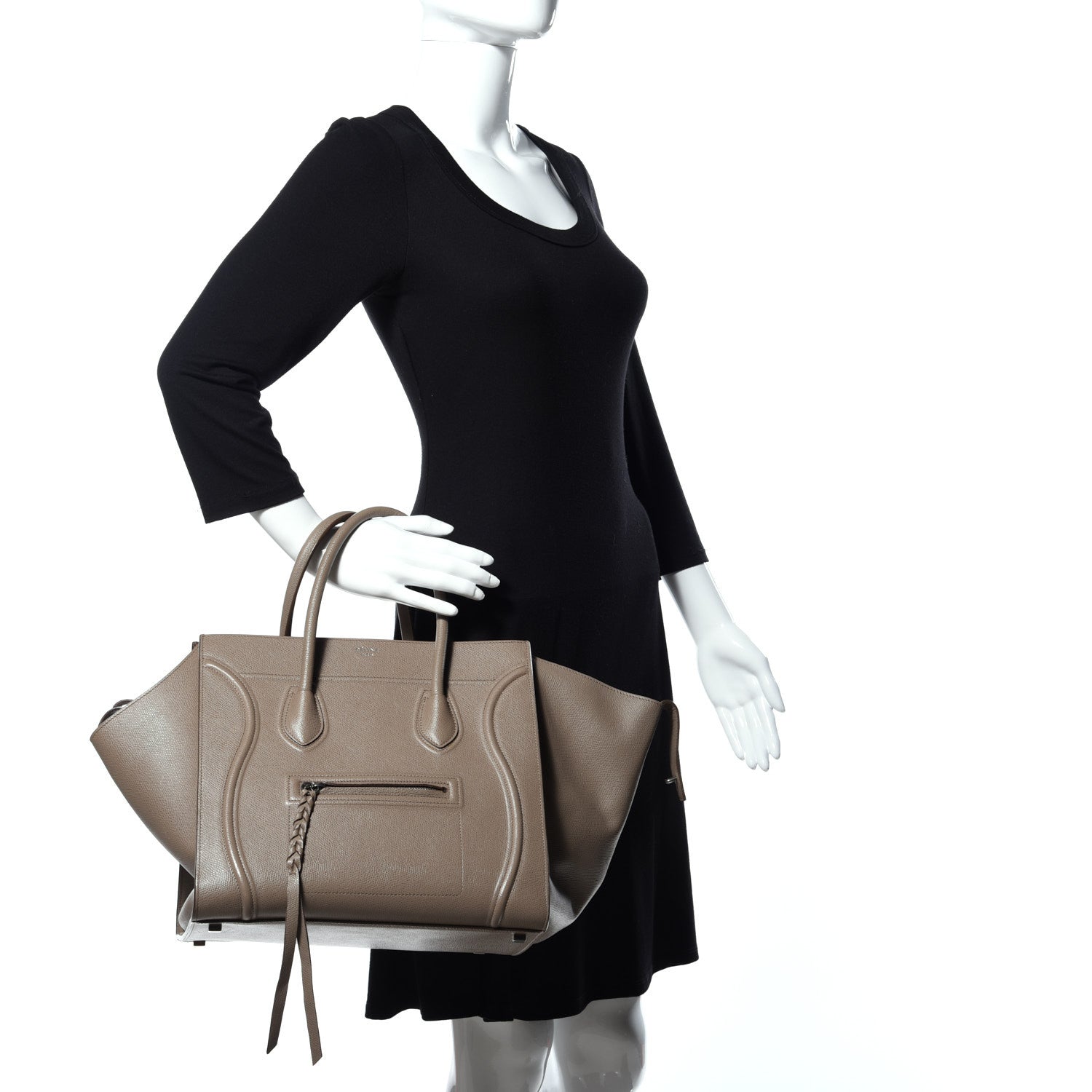 Celine Baby Grained Calfskin Medium Phantom Luggage Taupe 2 of 11