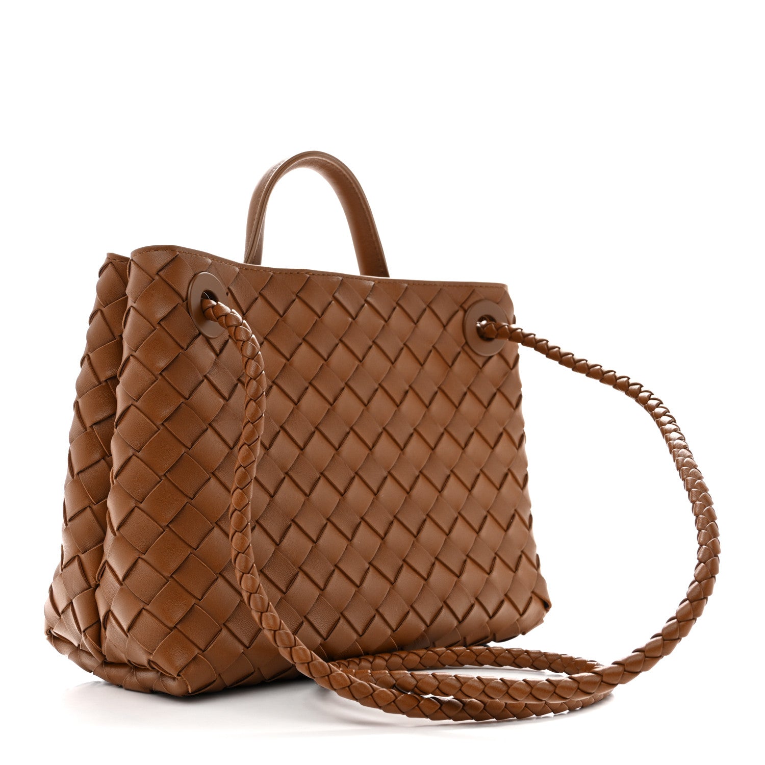 Bottega Veneta Nappa Intrecciato Small Andiamo Shoulder Bag Amber