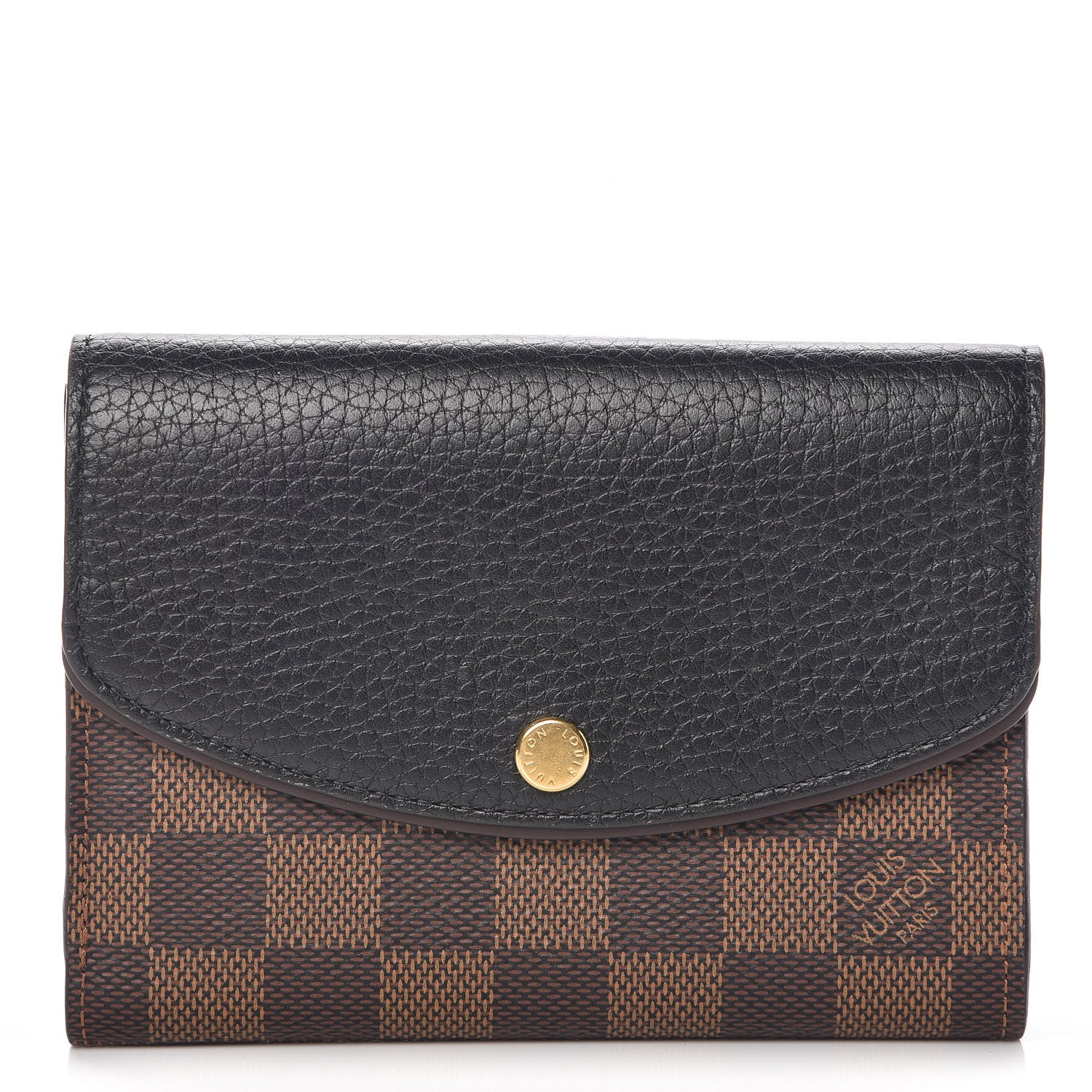 Louis Vuitton Damier Ebene Normandy Compact Wallet Black 1 of 7