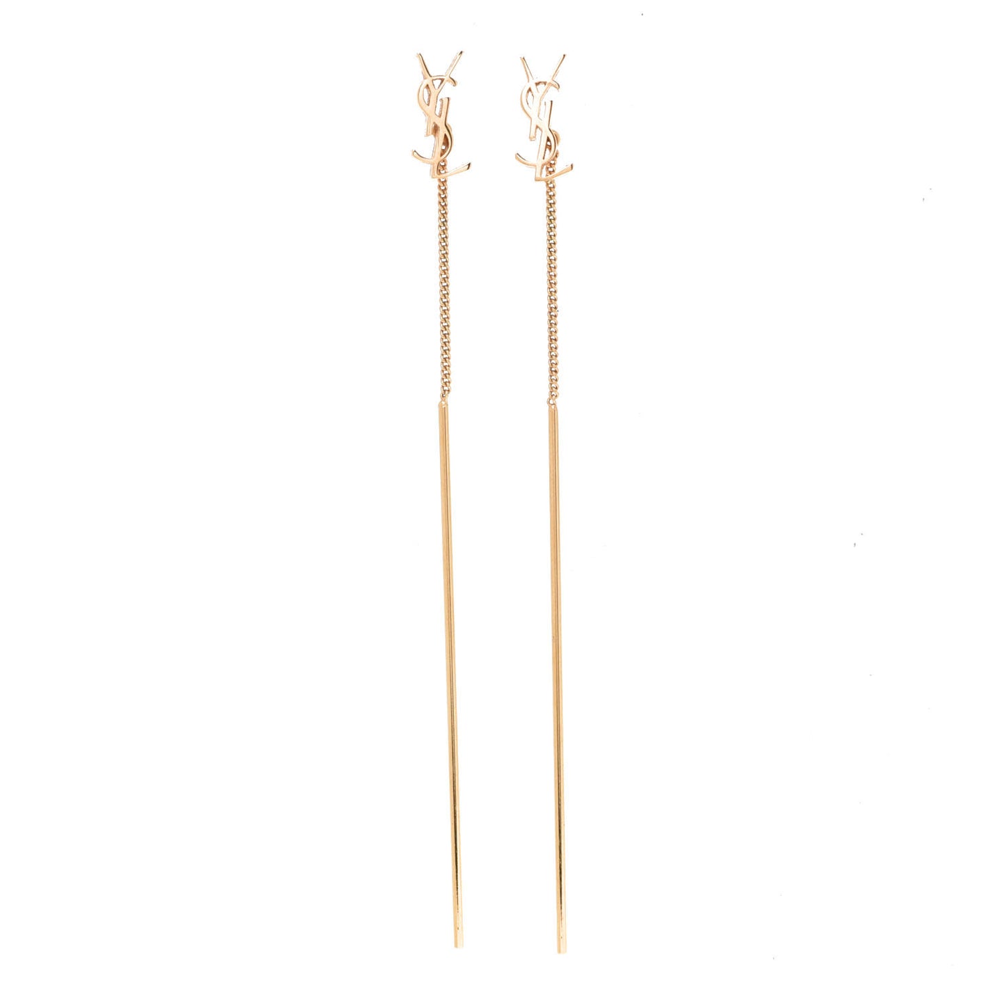 Metal Monogram Pendant Threader Earrings Gold