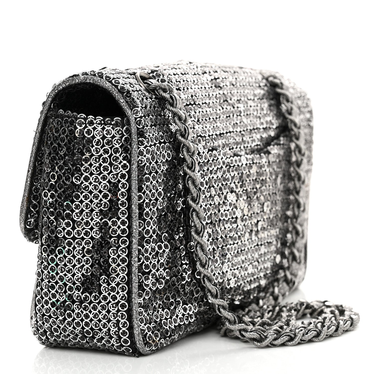 Chanel Sequin Medium Single Flap Dark Silver 3 of 11