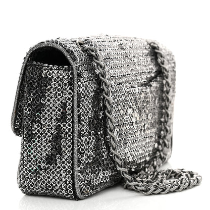 Chanel Sequin Medium Single Flap Dark Silver 3 of 11
