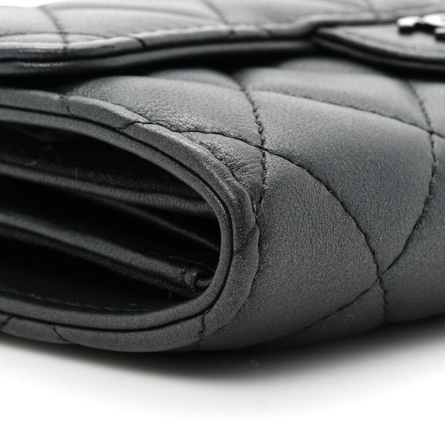 Lambskin Quilted Medium Flap Wallet So Black