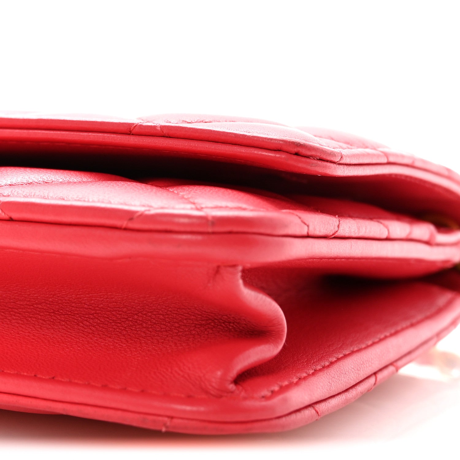 Chanel Lambskin Quilted CC Pearl Crush Wallet on Chain WOC Red 11 of 12