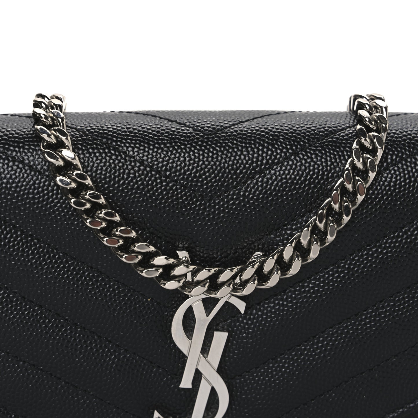 Grain De Poudre Matelasse Chevron Monogram Chain Wallet Black