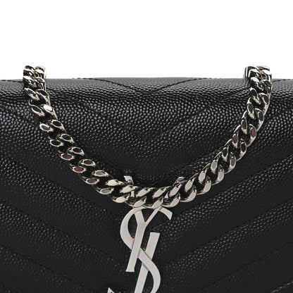 Saint Laurent Grain De Poudre Matelasse Chevron Monogram Chain Wallet Black 7 of 12