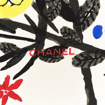 Chanel Silk Floral CC Square Scarf White Multicolor 2 of 3