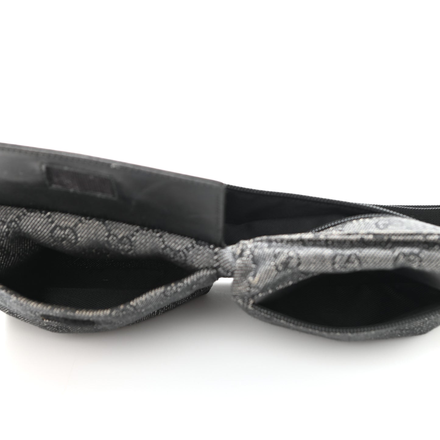 Denim Monogram Double Pocket Belt Bag Black
