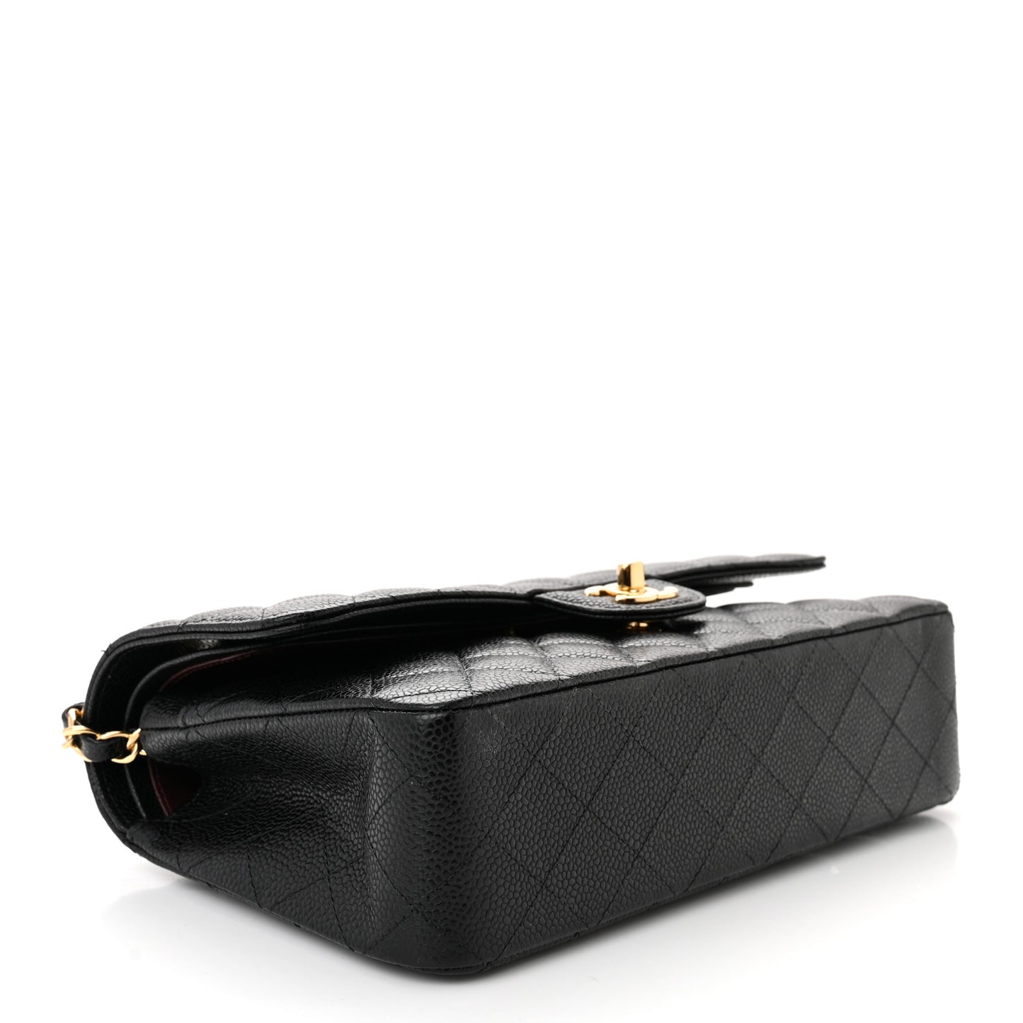 Caviar Quilted Medium Double Flap Black