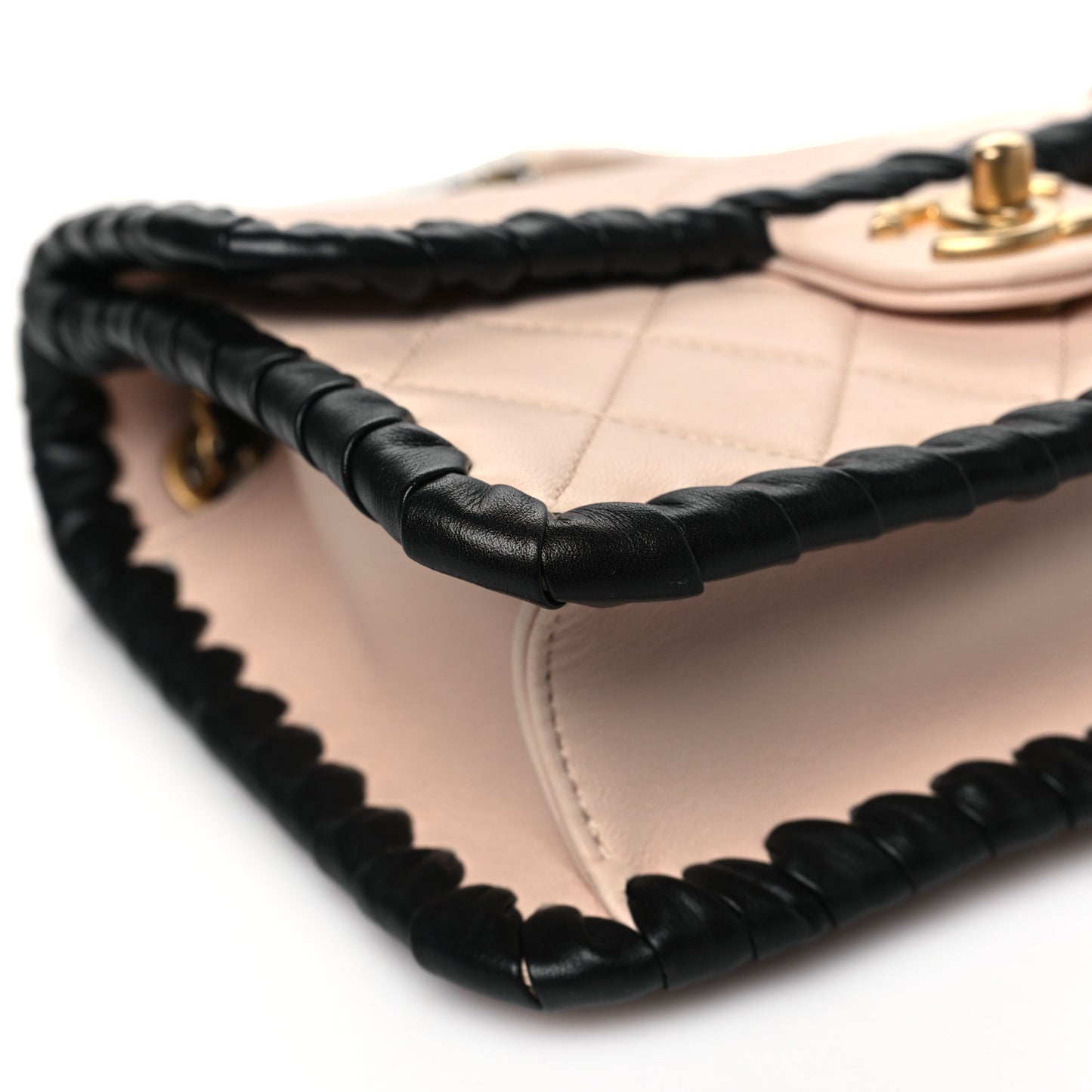 Braided Calfskin My Own Frame Flap Light Beige Black