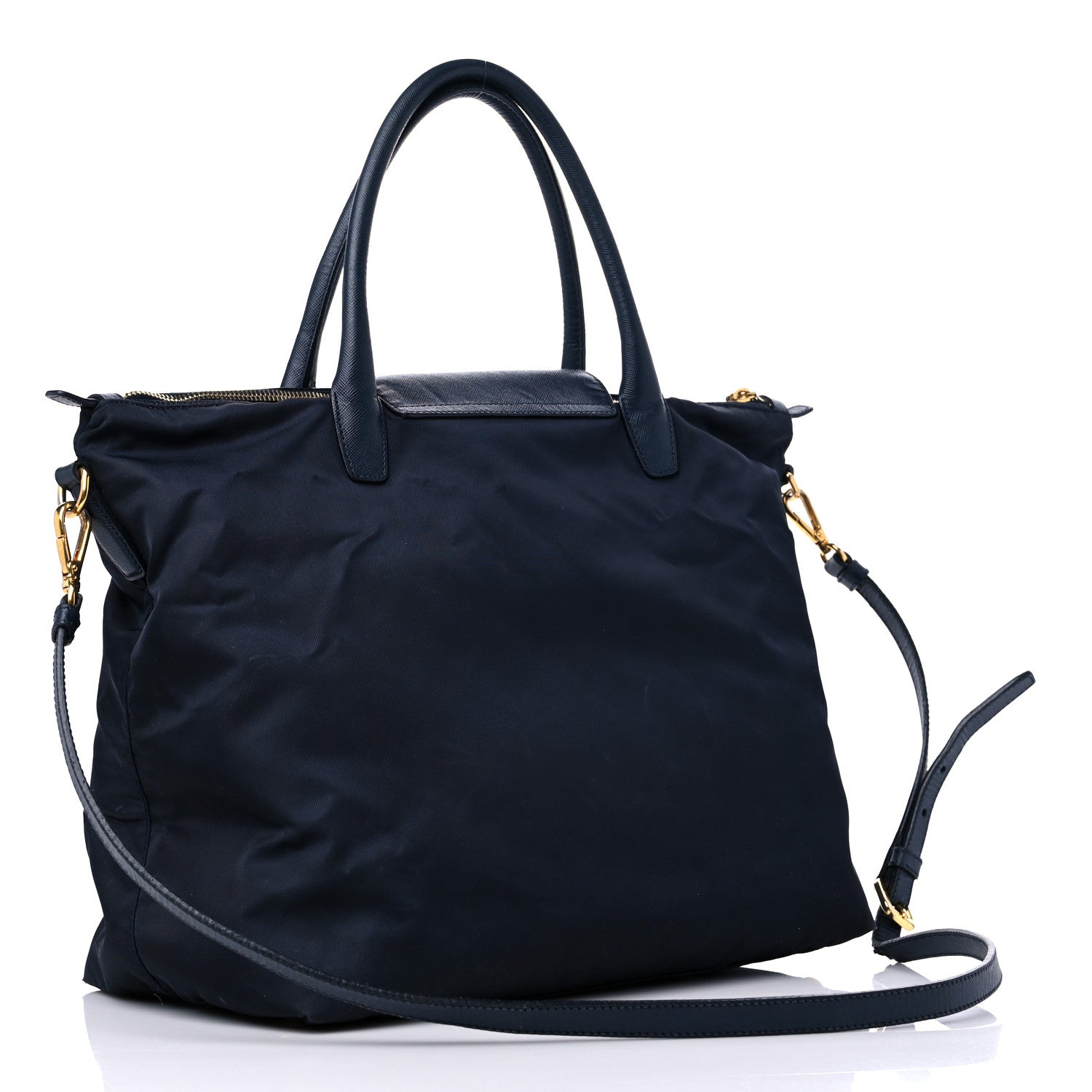Prada Tessuto Nylon Saffiano Tote Blue 3 of 18