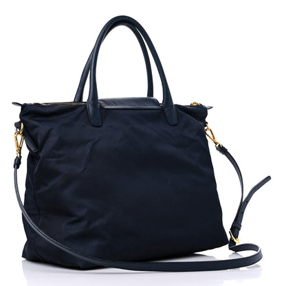 Prada Tessuto Nylon Saffiano Tote Blue 3 of 18