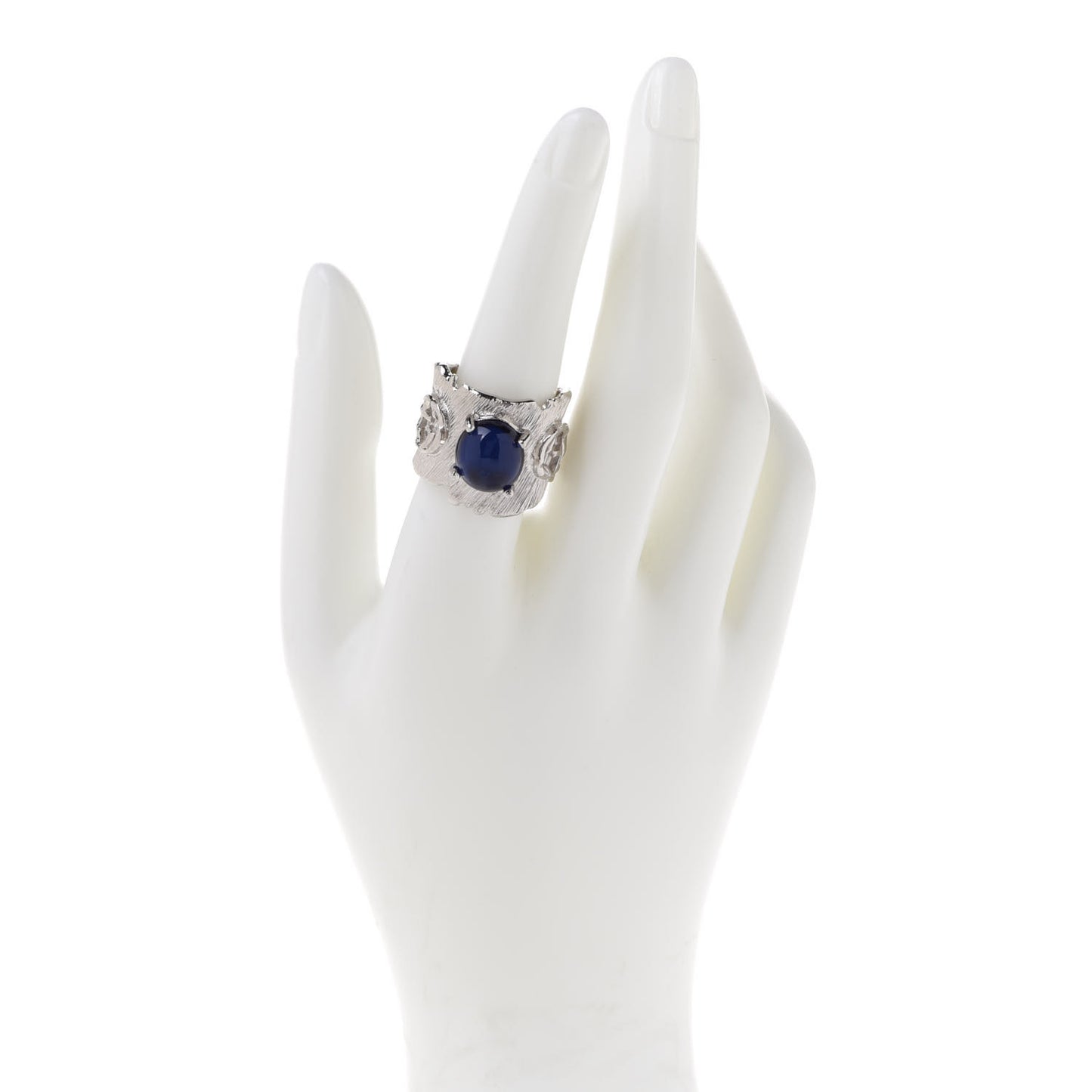 Metal Crystal GG Ring M Silver Blue
