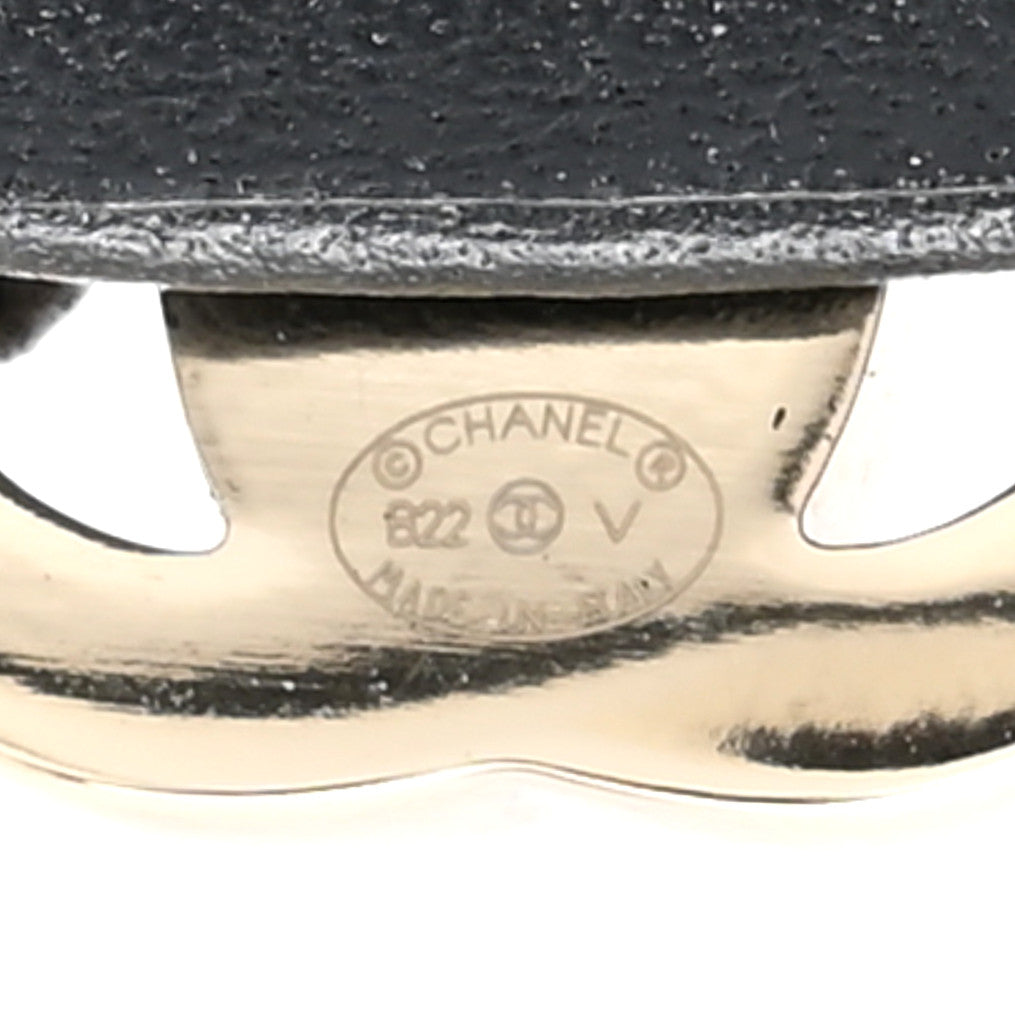 Metal Lambskin CC Turnlock Chain Headband Gold Black