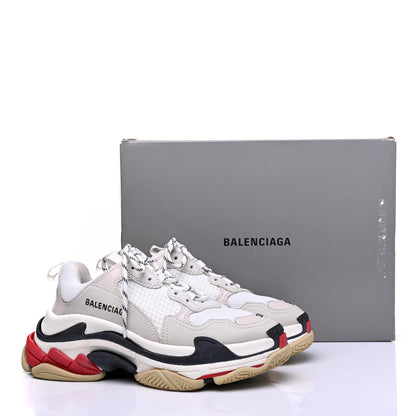 Balenciaga Fabric Mesh Womens Triple S Sneakers 38 Grey Red White 15 of 15