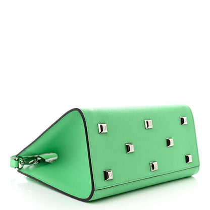 Salvatore Ferragamo Hammered Calfskin Small The Studio Box Bag Green 4 of 10