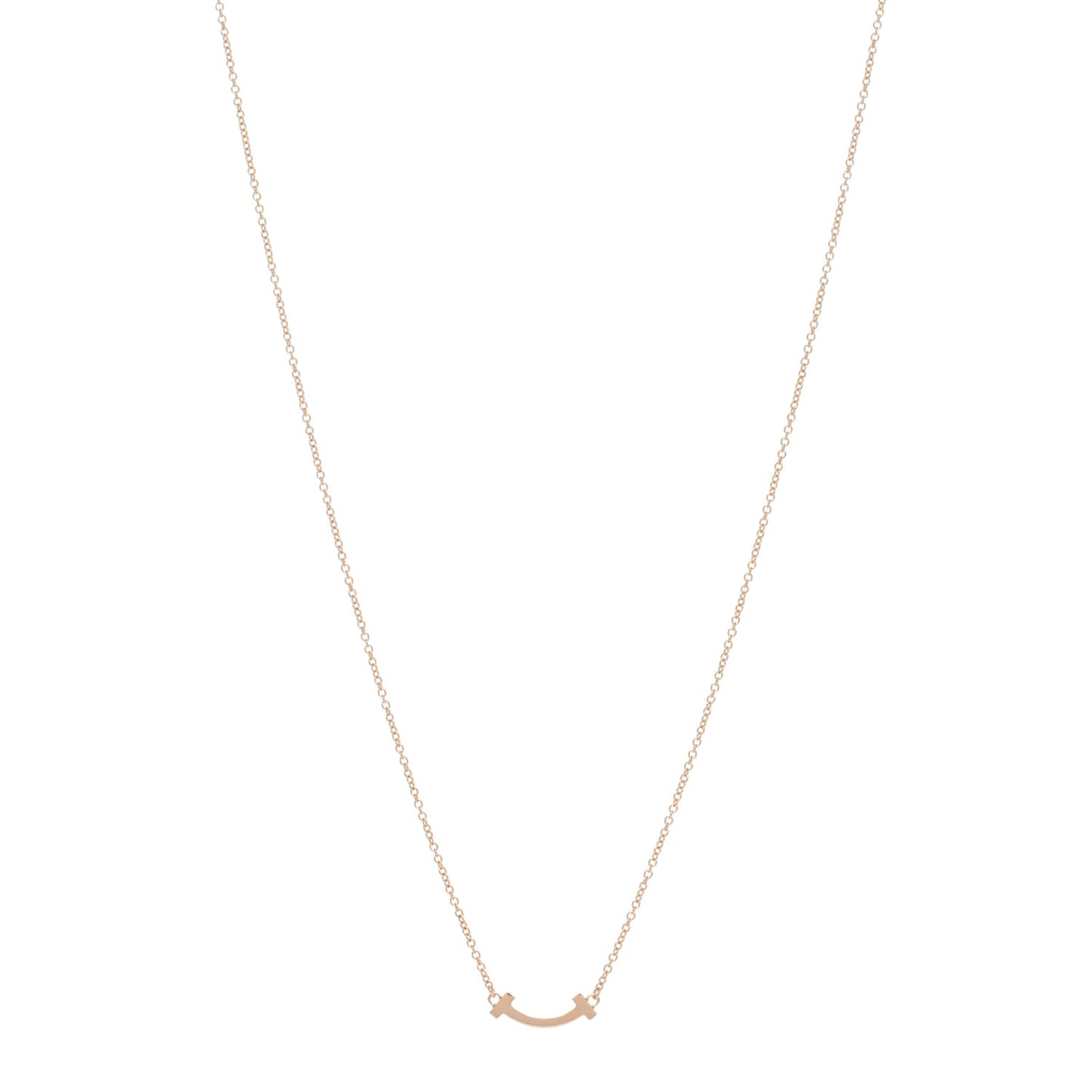 18K Rose Gold Mini T Smile Pendant Necklace
