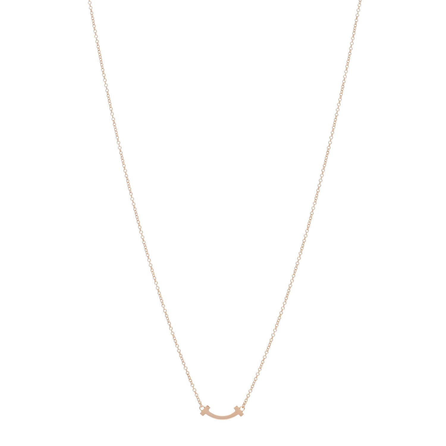 Tiffany 18K Rose Gold Mini T Smile Pendant Necklace 1 of 4