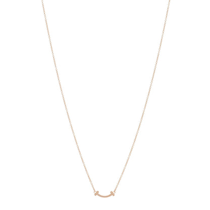 Tiffany 18K Rose Gold Mini T Smile Pendant Necklace 1 of 4
