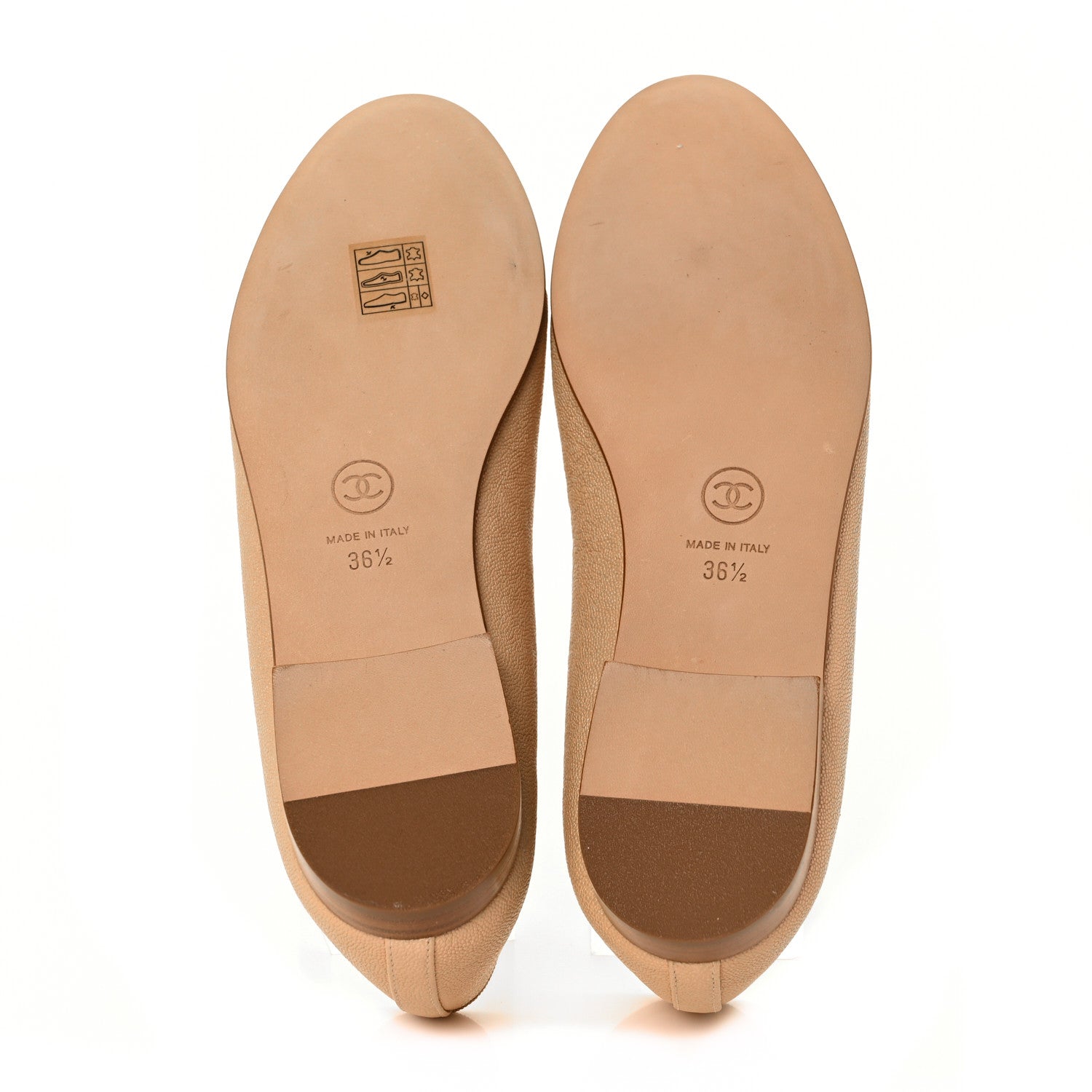 Chanel Caviar Cap Toe CC Ballerina Flats 36.5 Beige 5 of 8