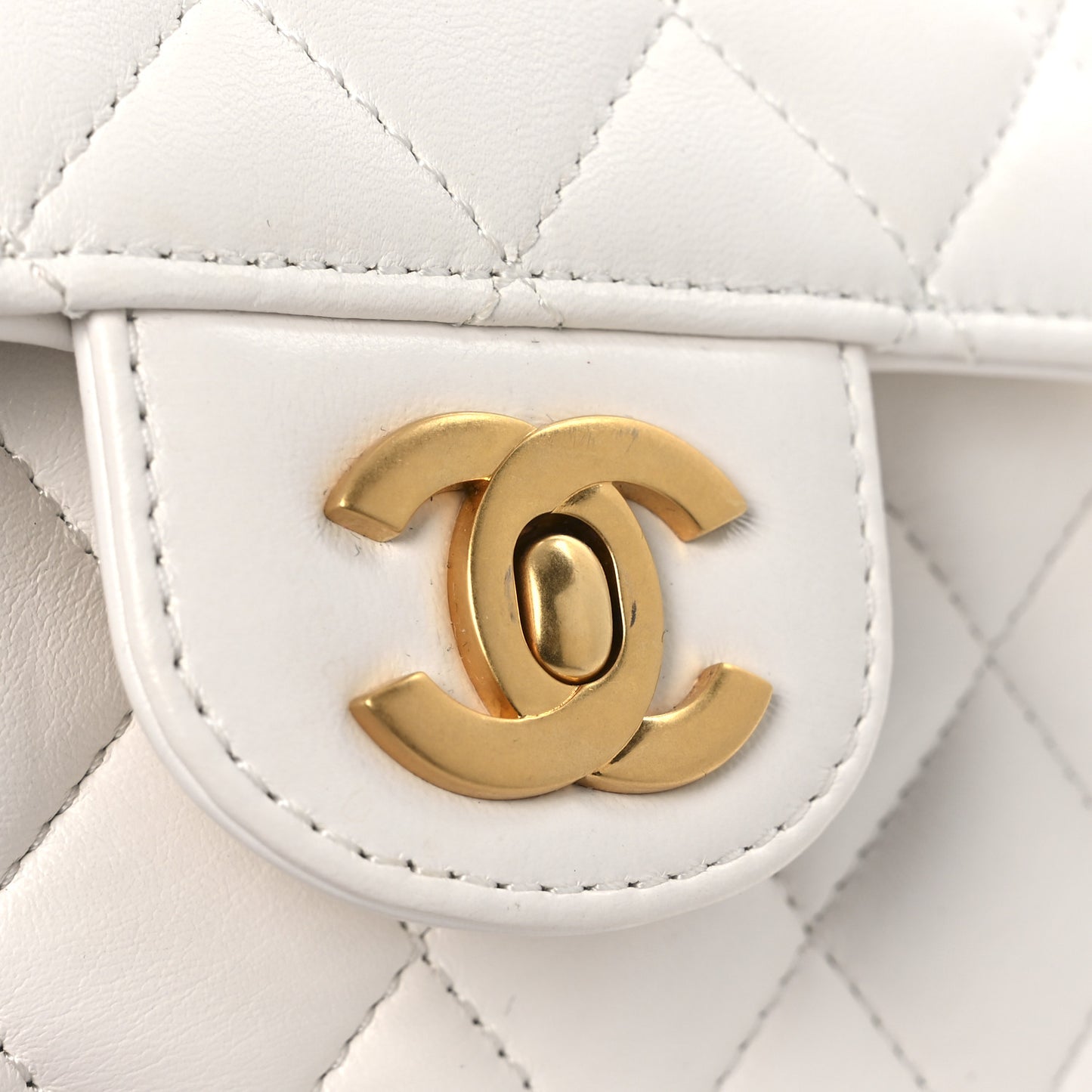 Lambskin Quilted Mini Flap Top Handle Bag White