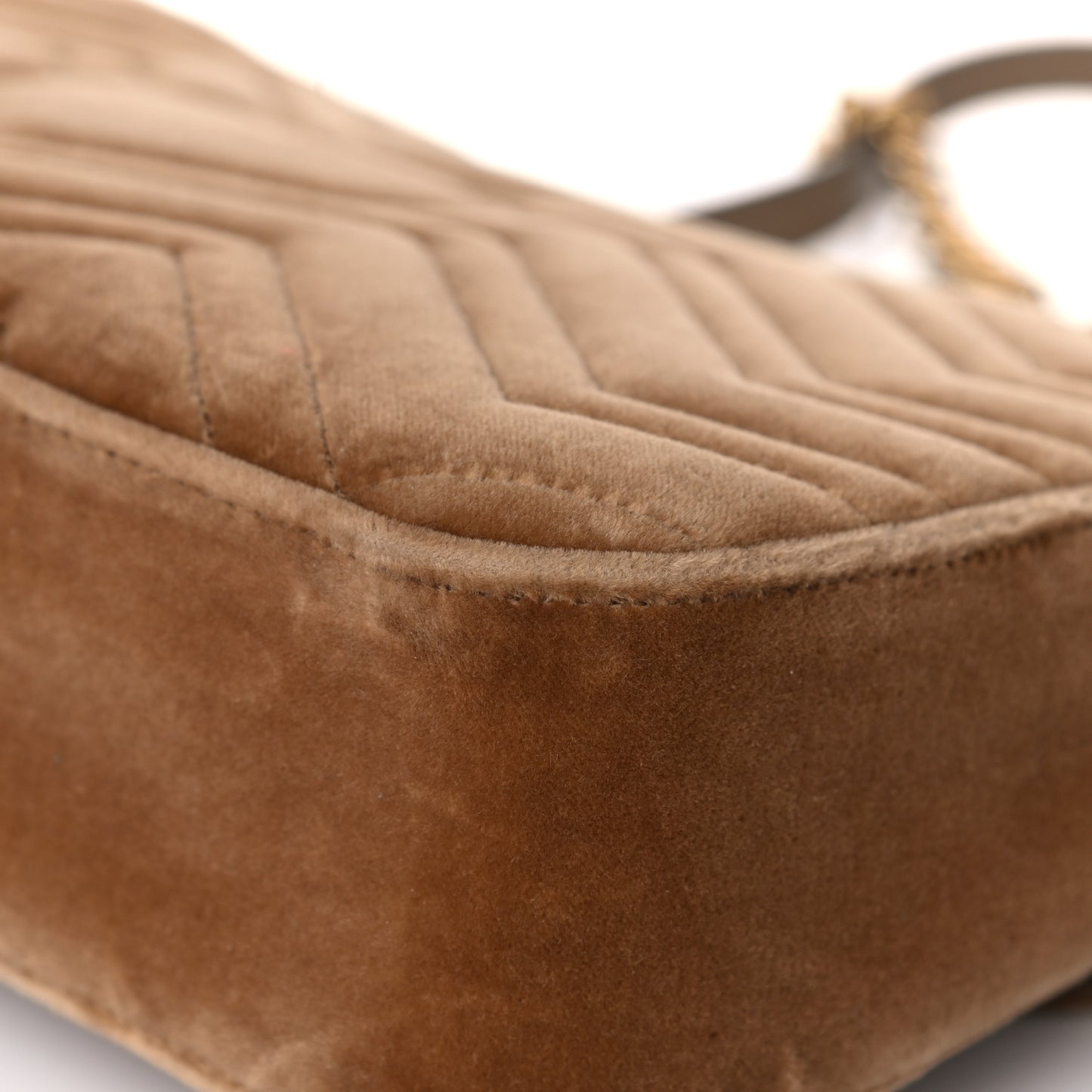 Velvet Matelasse Medium GG Marmont Shoulder Bag Taupe